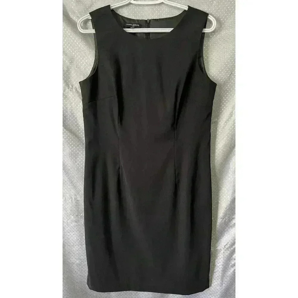 Mario Serrani Black Minimalist 90s Sheath Dress